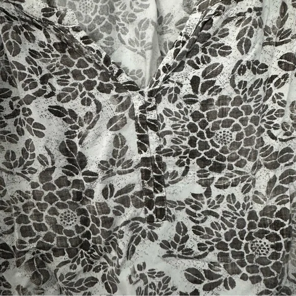 Sonoma Boho Floral Peasant Blouse L Rayon Split Neck Cottagecore Top - Picture 2 of 9